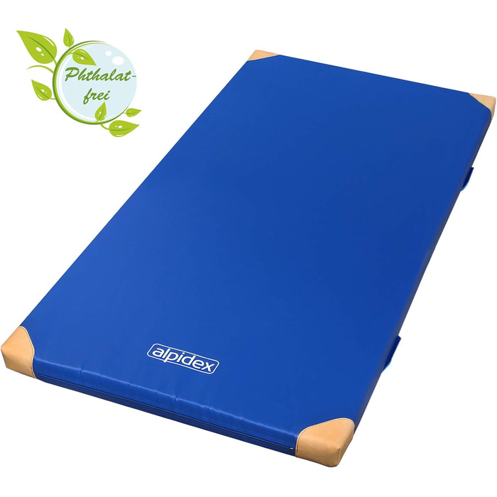 Гімнастичний мат ALPIDEX 200x125x8 см, нековзний, шкіряні кути, м'який