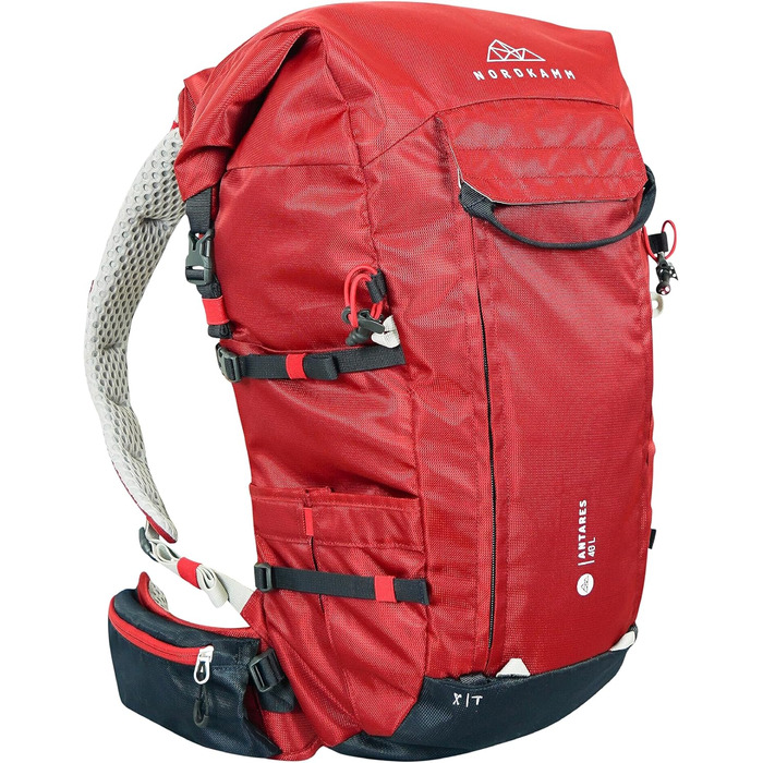 Туристичний рюкзак NORDKAMM Antares 40 л RollTop для гірського туризму, альпінізму, скелелазіння, лижних і високогірних походів, унісекс, червоний