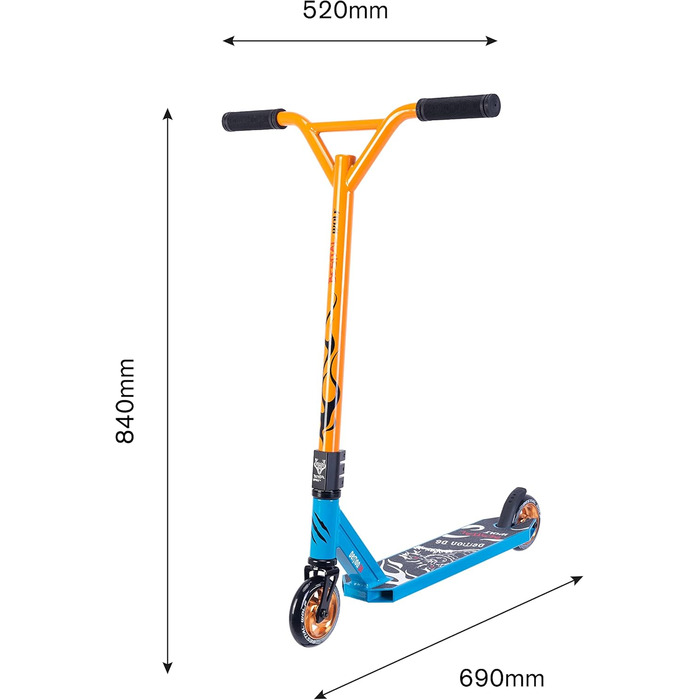 Звірячий вовк Демон D6 Роликовий фрістайл Самокати для трюків Професійний скутер Трюкові самокати для дітей та підлітків Діти 11 років Stantroller Stunt Stunt Rolller Blue - Помаранчевий
