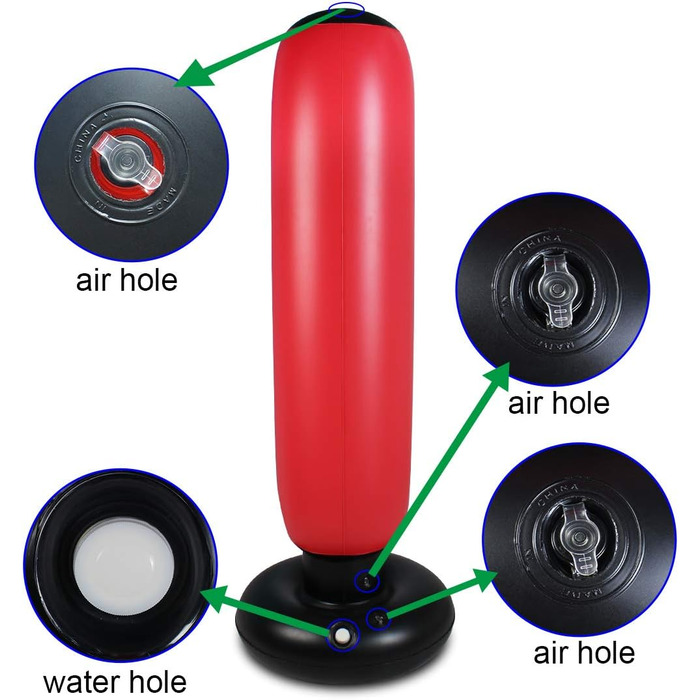 Боксерська груша для дітей, окремо стояча боксерська груша для миттєвого відскоку, важка боксерська груша для занять карате, боксерська груша для зняття стресу для хлопчиків/дівчаток. (червоний)