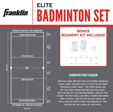 Комбіновані набори для бадмінтону Franklin Sports Volleyball Badminton Backyard Пляжний волейбол на відкритому повітрі Набір сіток для бадмінтону - Портативний бадмінтон волейбольна сітка з брусами - Волейбол, Ракетки Пташки (Elite)