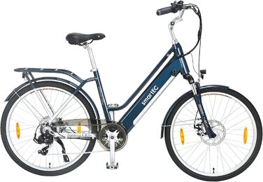 Міський електричний велосипед smartEC Trek-26D E-Bike Trekking 250W мотор заднього колеса Li-Ion акумулятор 36V/13Ah жіночий 26 дюймів  Запас ходу 90 км до 25 км/год