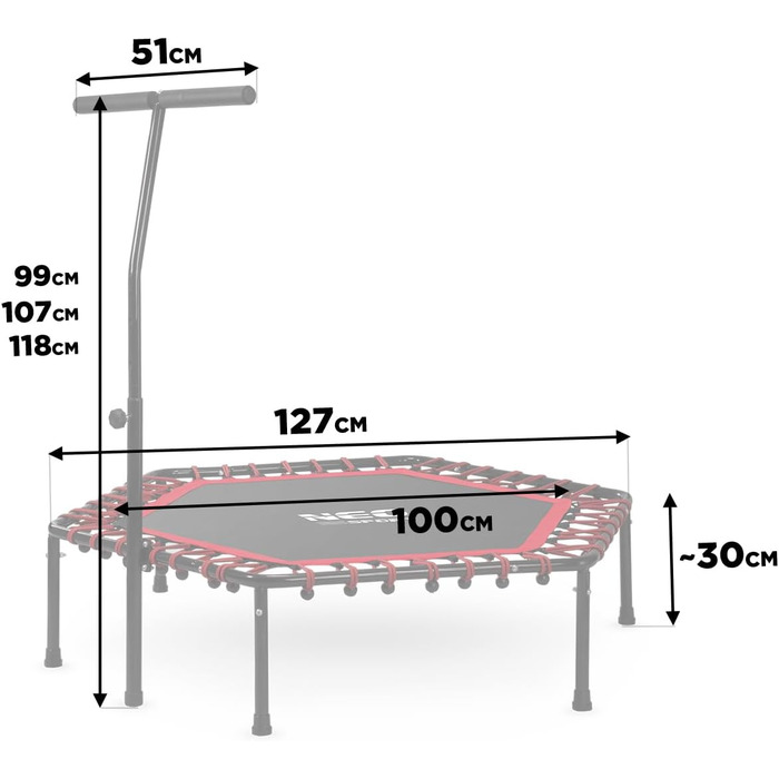 Батут Neo-Sport з ручкою, 127 см, до 100 кг, В приміщенні/На вулиці