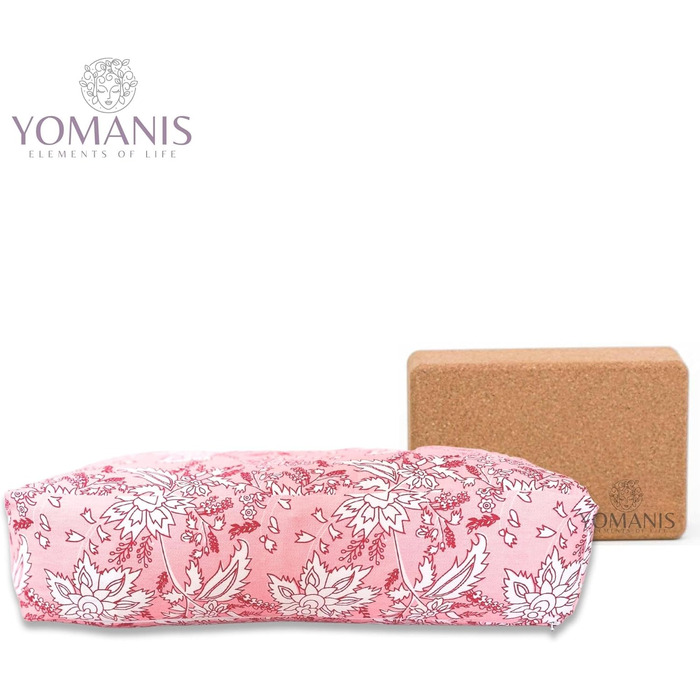 Подушка YOMANIS Balisa Travel Bolster Cushion 40x18x10см для йоги та медитації, наповнена бавовною, тверда та стабільна, сертифікована Social&Fair Natural & Organic Cotton Oeko-Tex. Ідеально підходить для йоги в дорозі Blossom Pink