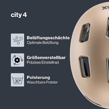 Велосипедний шолом uvex City 4 з LED-ліхтарем, легкий, регульований розмір, для жінок і чоловіків