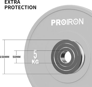 Пластини PROIRON 50мм, 5-25кг, жорстка гума, IWF Standard 2x5KG