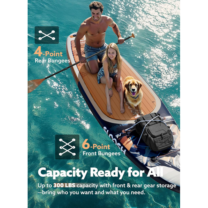 Надувна SUP-дошка SLOOSH 10'6'' з аксесуарами, нековзке EVA-покриття, легка сумка та насос, для дорослих і підлітків