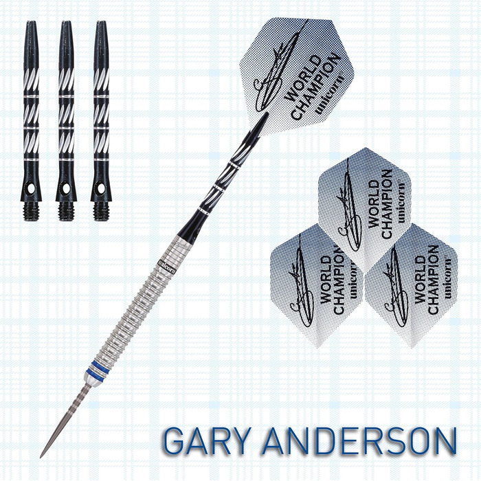 Дротик Gary Anderson срібло/чорний, 25 г, одинарний, 3 шт.