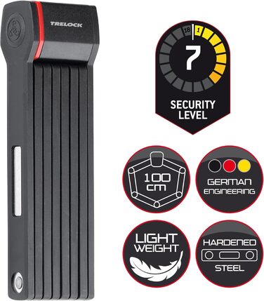 Складаний замок TRELOCK FS 280/100 TWO.GO 100 см з тримачем X-MOVE, рівень безпеки 7, для всіх рам, 2 ключі