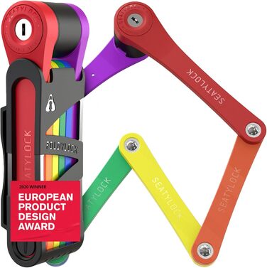 Складаний велосипедний замок FoldyLock Compact 85 см – високий рівень безпеки, з ключем і кріпленням, для електровелосипедів, самокатів та велосипедів