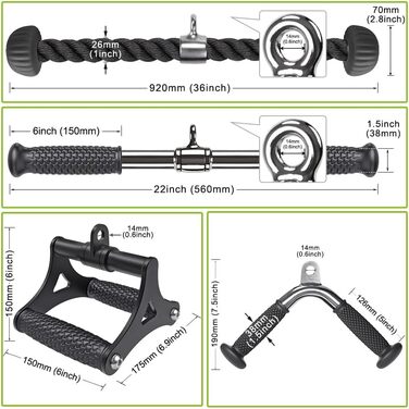 Набір тяги на трицепс Kipika: канат, V-подібна планка/ручка, шарнірна планка