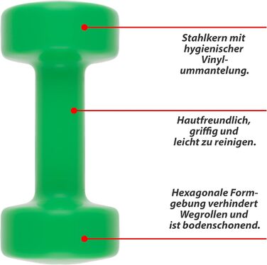 Гантелі MAXXIVA Vinyl Steel Core 2x4 кг, колір на вибір (зелений)