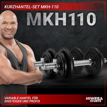 Гантелі Miweba MKH110 10/20 кг - Професійні чавунні 30 мм