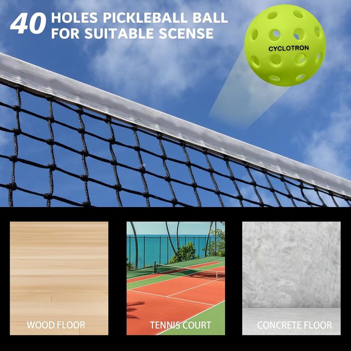 Кульки Cyclotron Pickleball, USAPA, 40 отворів, 6 шт. (зелені)