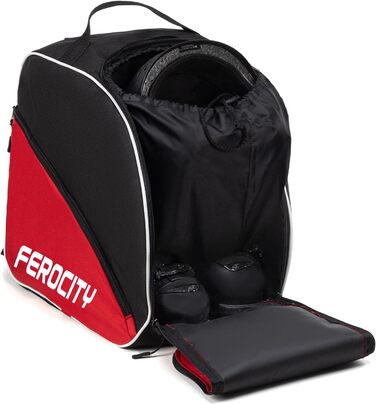 Гірськолижна сумка та сумка для лижних черевиків Ferocity Premium Set для 1 пари лижних палиць Шолом для черевиків з сумкою на шнурку та бічною сумкою 053 (Червоний - Чорний)