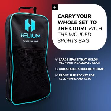 Набір ракеток для піклболу Helium, 2 шт, USAPA, графіт/скловолокно, легкий стільниковий сердечник