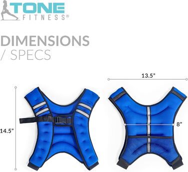 Жилет-обтяжувач Tone Fitness 5,4 кг, синій, для фітнесу