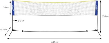Сітка для бадмінтону Hauki, Тенісна сітка 400 см/500 см, Чорний/Синій, H156 см, Набір сіток для бадмінтону, 3 шт. Бадмінтон, Сумка для транспортування, Міцна залізна рама, Портативна волейбольна сітка, Тренувальна сітка для приміщень і на вулиці Blue 400 