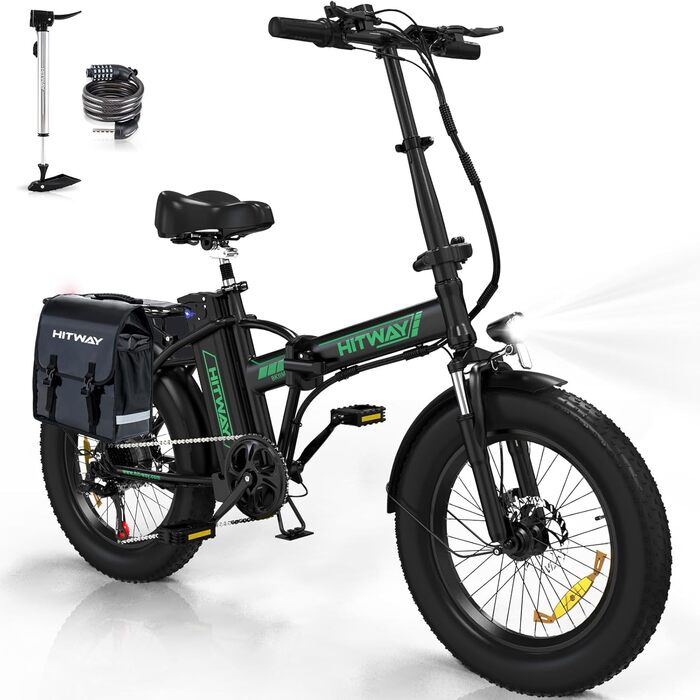 Велосипед HITWAY E-Bike 20 товсті шини, акум. 36/48В, запас 35-100 км, 7 передач