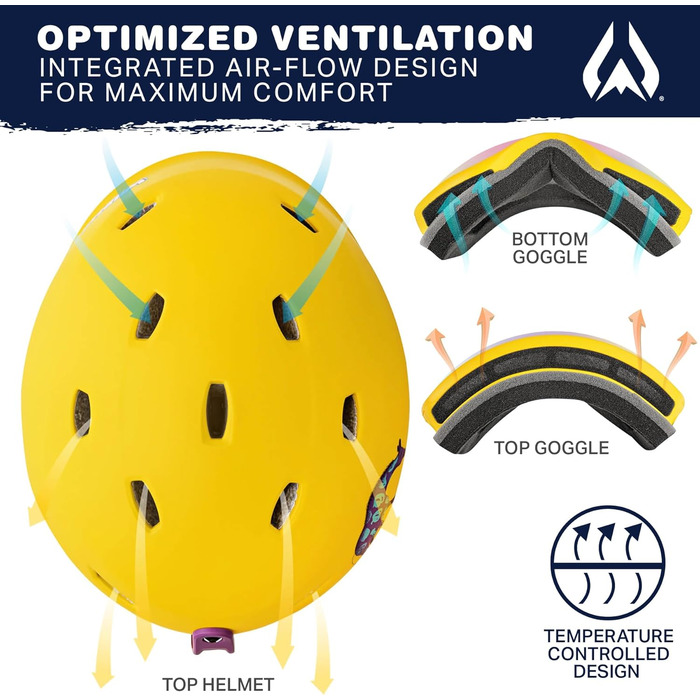 Сніговий та лижний шолом Wildhorn Spire із захисними окулярами для дітей та підлітків - Сертифікат ASTM - Офіційний постачальник лижної команди США
