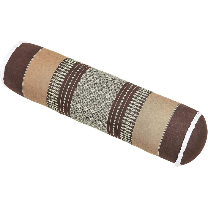 Подушка тайська Handelsturm 50x13 з наповнювачем Kapok Yoga Bolster Yoga Pillow Roll Solid Pillow Roll (тайський візерунок коричнево-бежевий)