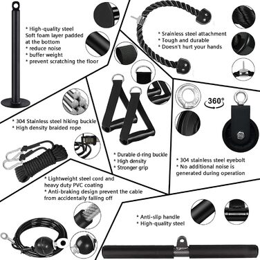 Фітнес-набір Favuit Cable Pull Lat Pulldown, канат на трицепс, шків DIY