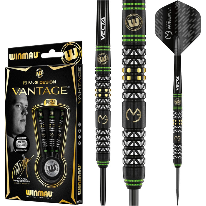 Дротики WINMAU MvG Vantage 23 г з призмовими польотами та валами Vecta