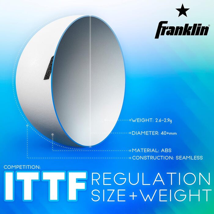 М'ячі для настільного тенісу Franklin Sports 40 мм, 1 зірка, 144 шт, білий/помаранчевий