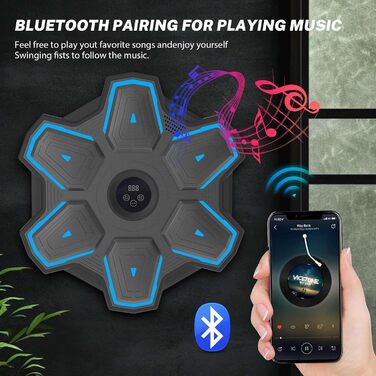 Боксерська машина Lifetter, Bluetooth, LED, 9 режимів, Чорний