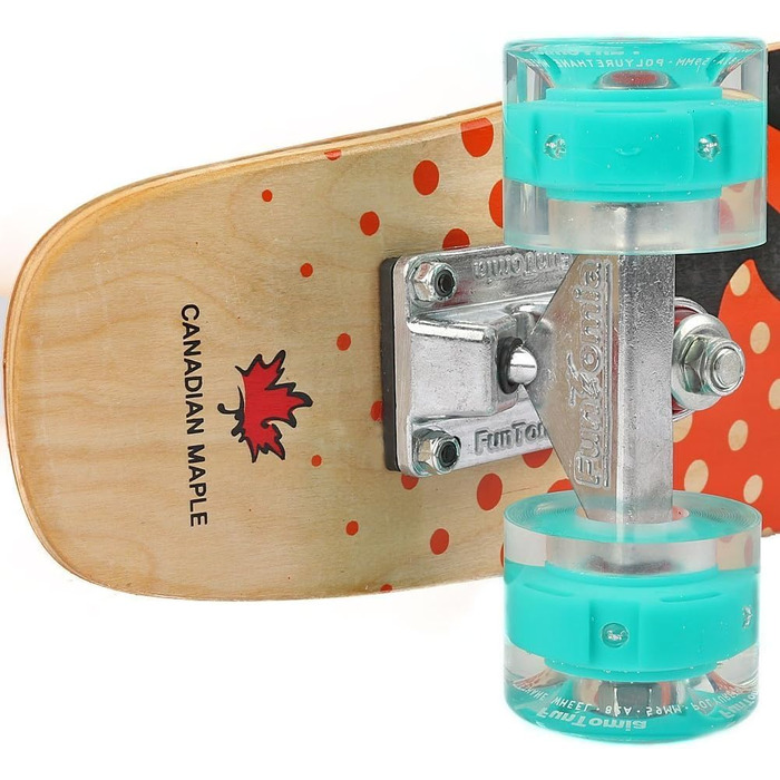 Скейтборд FunTomia Mini-Board Cruiser 57см виготовлений з 7-шарового дерева канадського клена, в т.ч. кулькові підшипники Mach1 ABEC-9 (Orange Skater / з бензиновими світлодіодними колесами)