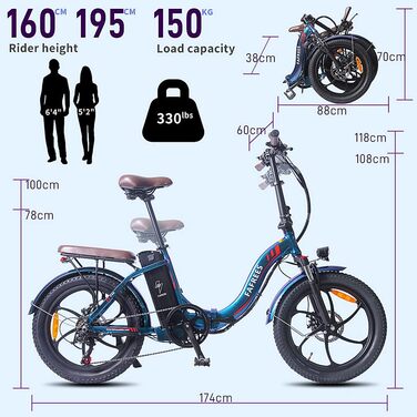 Складаний велосипед Fafrees F20 PRO E-Bike 36V 18AH 250Вт Shimano 7S