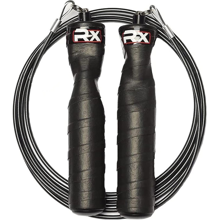 Скакалка Rx Smart Gear Black Ops, ергономічні ручки з Trans Black Cable Buff 3.4 Скакалка Jump Smart з обтяженням для спорту та фітнесу, кросфіту, ММА, HIIT, кардіо тренування чорна 8'6'