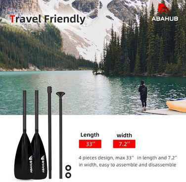 Весло Carbon SUP/Kayak, регульоване, легке, чорне-2в1