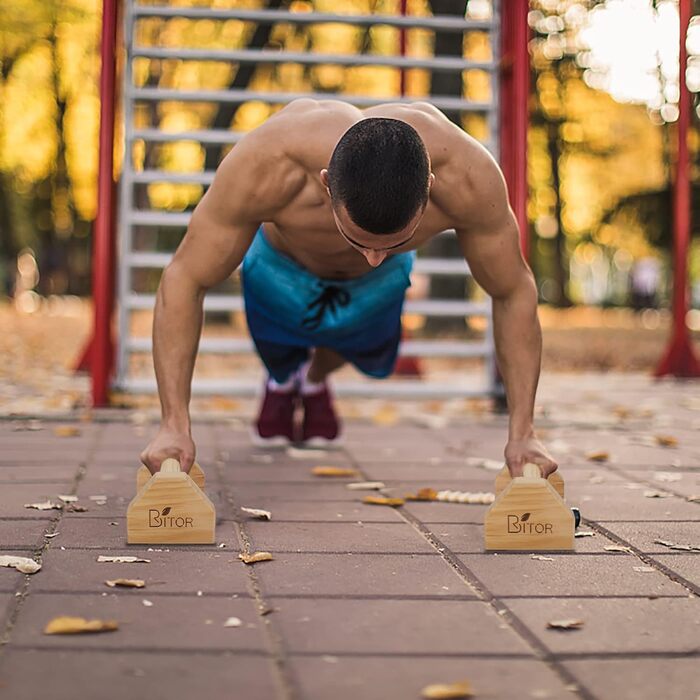 Ручки для віджимань BRITOR, ручки для віджимань з дерева паралетки Gravity Fitness, гімнастика міні ручні насоси, віджимання, для фітнесу, гімнастики, аеробіки, бодібілдингу, нековзні і міцні, 1 пара