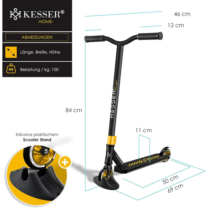 Самокат KESSER X-Limit-Pro, керування 360, ABEC 9, колеса 110 мм