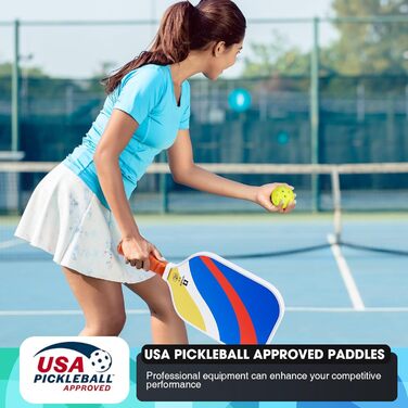 Піклбол ракетки з фібергласу USAPA, набір 4 шт з 6 м’ячами, сумкою та 2 запасними ручками, подарунок для початківців і професіоналів