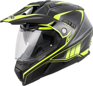 Мотошолом інтегральний TR SX-1 Evo Cross, ECE 22.06, сонцезахисний козирок, вентиляція, чорний/неон-жовтий/сірий, XL