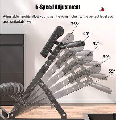 Римський стілець Римський стілець Hyperextens Лава складна, 5 рівнів регульованого розширення спини Фітнес-обладнання, чорний стілець AB для домашнього тренажерного залу Тренування всього тіла 103x70x113/40.5x27.5x44.5 дюймів