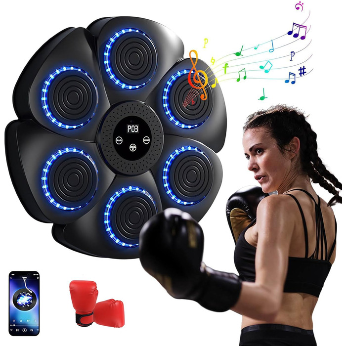 Музичний бокс для боксу CFITANK із Bluetooth, інтелектуальним підрахунком, 9 режимами швидкості, для дітей та дорослих, настінний, з рукавичками, для домашніх тренувань