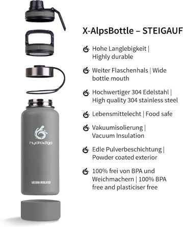 Термос X-AlpsBottle, 950 мл, кам'яний сірий, 2go