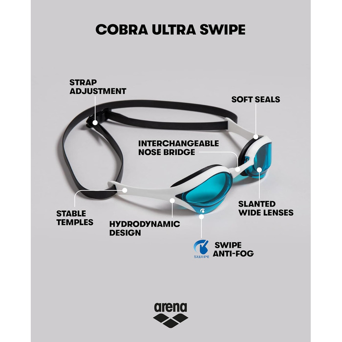 Чоловічі окуляри ARENA Cobra Ultra Swipe (1 упаковка) один розмір синій-білий-чорний