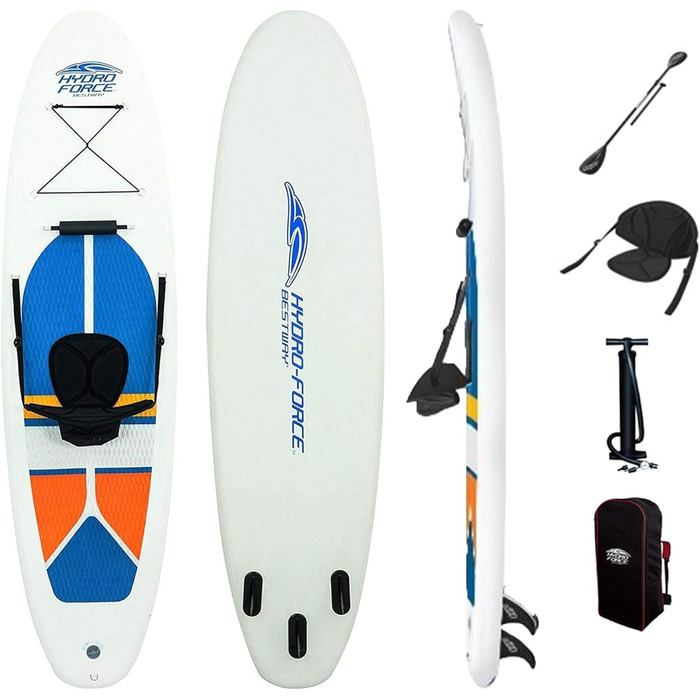 Дошка для веслування Bestway Hydro-Force SUP White Cap 305x84x12 см, надувна SUP дошка з функцією сидіння, SUP трансформер в байдарку