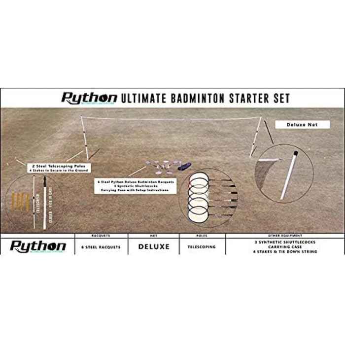 Набір для бадмінтону Python Ultimate (2 ракетки, сітка, палиці)