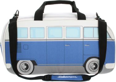 Сумка спортивна ретро T1 Bulli Bus Blue & Beige Small (50x25x26 см)