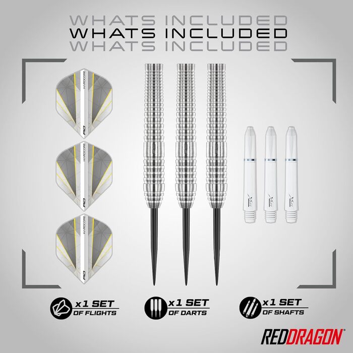 Професійні дротики RED DRAGON Seren Pure 90% вольфраму зі сталевим вістрям, набір з крилами та хвостовиками, 21-25 г, 4 стилі