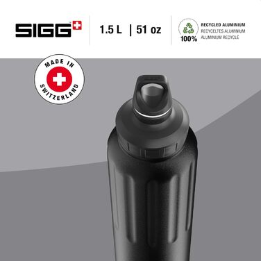 Пляшка для води SIGG Alu 1,5 л - кліматично нейтральна, герметична, чорна