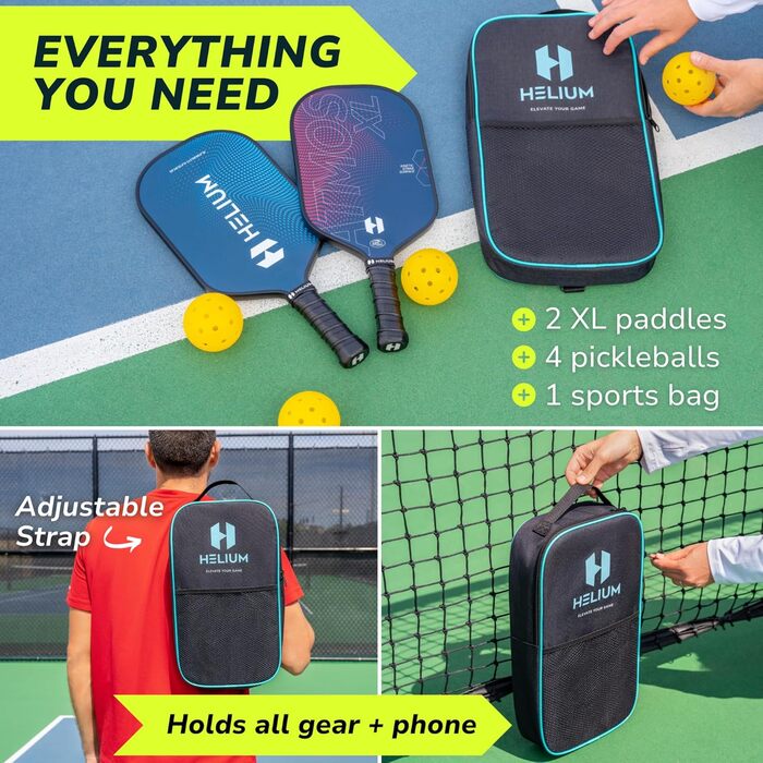 Набір ракеток Helium Pro Pickleball вуглецеве волокно, USAPA, легкий