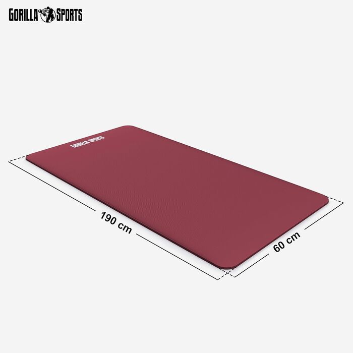 Йога-мат GORILLA SPORTS® 190x60/100x1,5 см, нековзкий, без фталатів, з ременем для перенесення, вибір кольору – килимок для фітнесу, спорту та гімнастики