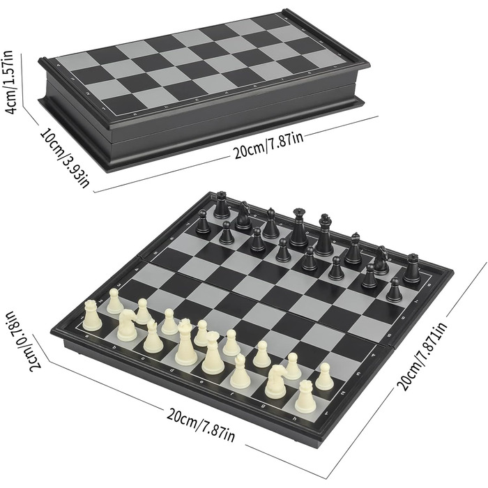 Складаний магнітний набір 3-в-1 Andux: шахи, нарди, шашки (20x20x2 см)