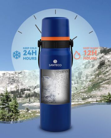 Термос SANTECO Flask 1.2 л з нерж. сталі - герметичний, без BPA, 24 год хол./12 год гар.